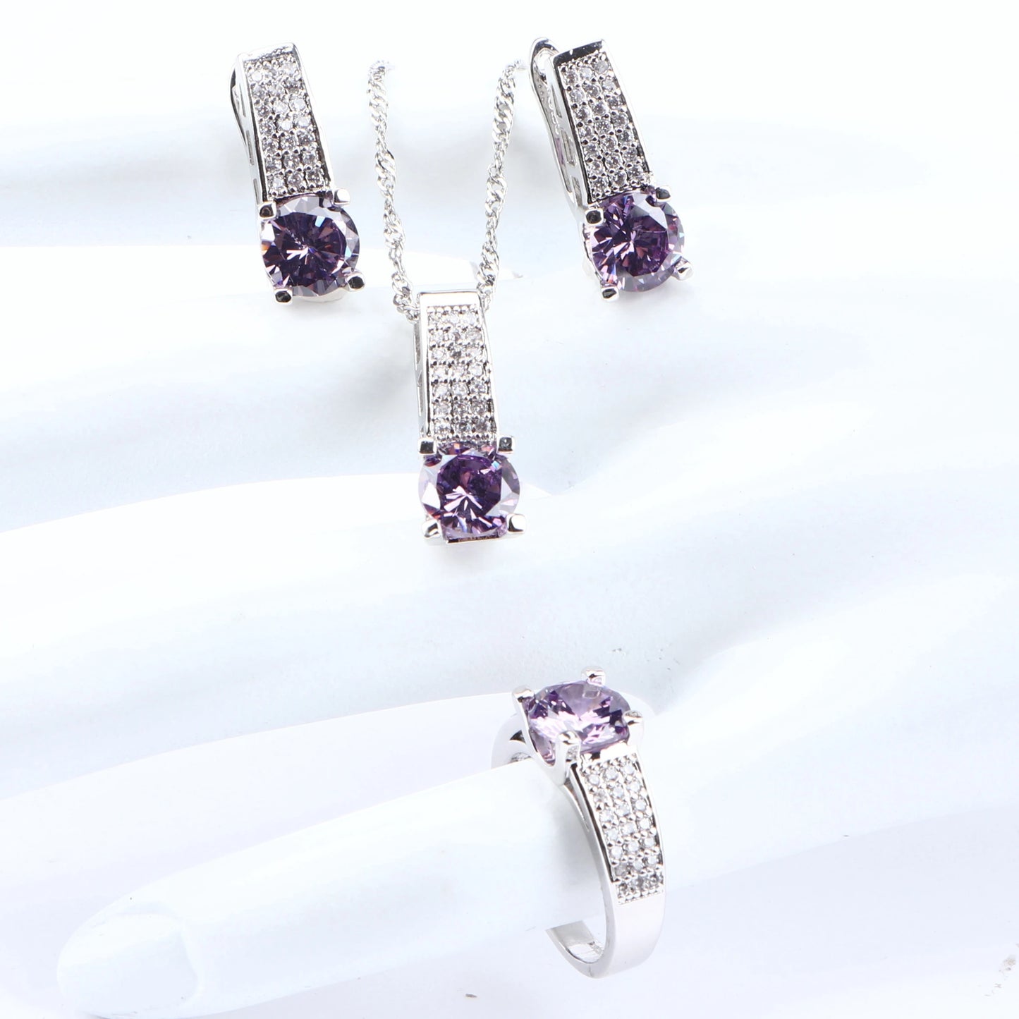 DUOBEIDUO Set 4-delar 925 Sterling Silver, Zircon & Topaz