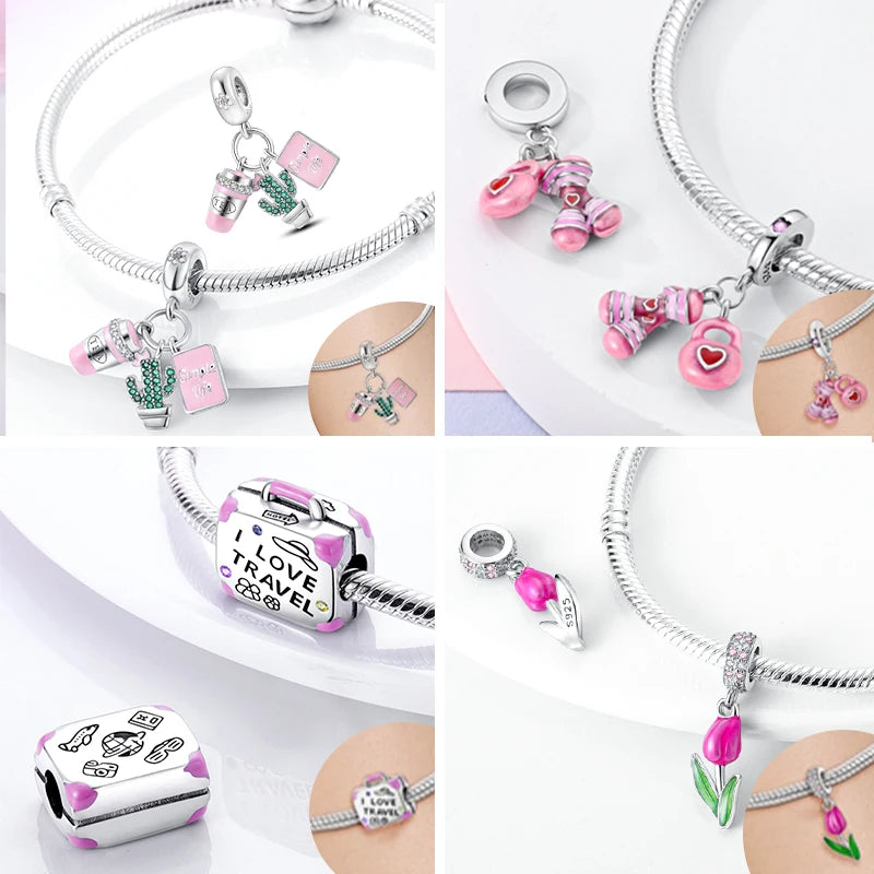 Charms Pink Serie, 925 Sterling Silver