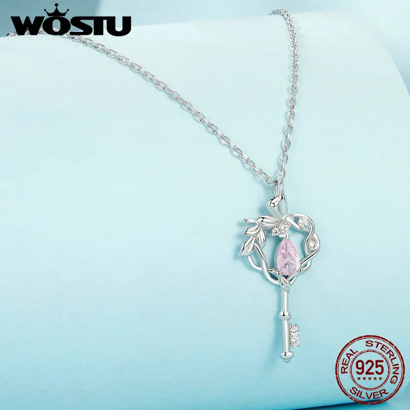 WOSTU Halsband Butterfly Heart Key