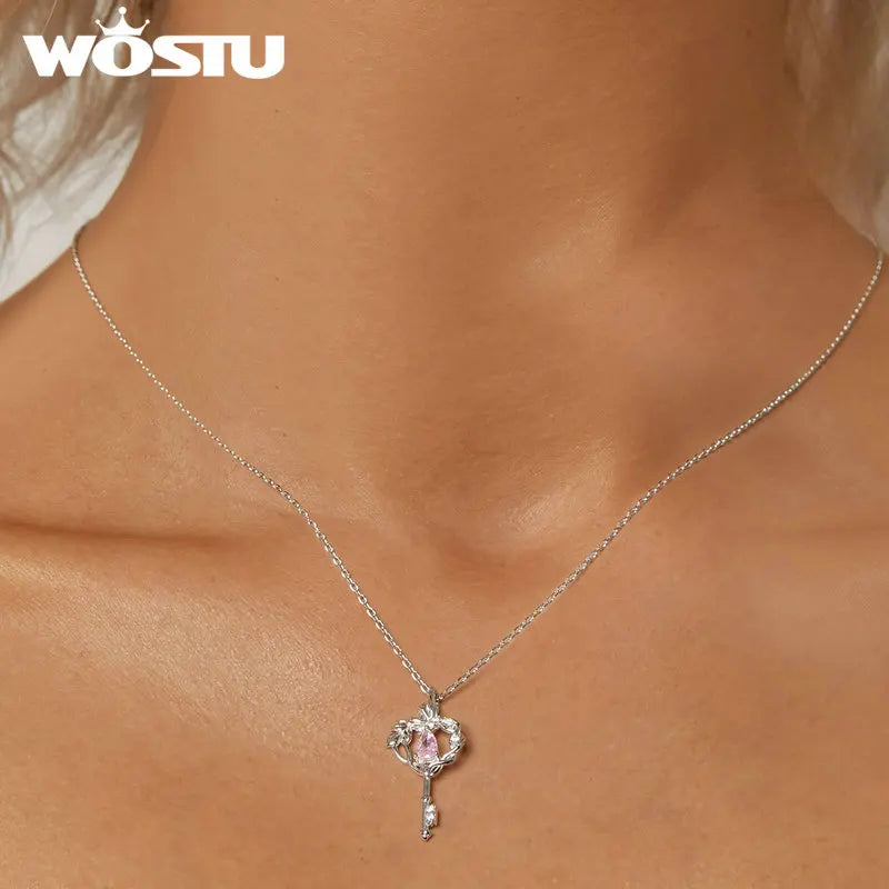 WOSTU Halsband Butterfly Heart Key