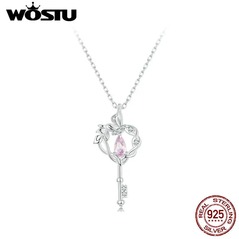 WOSTU Halsband Butterfly Heart Key