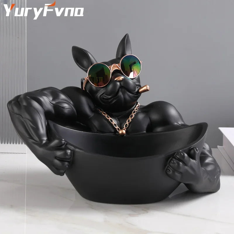 Cool Dog Statue/Bowl