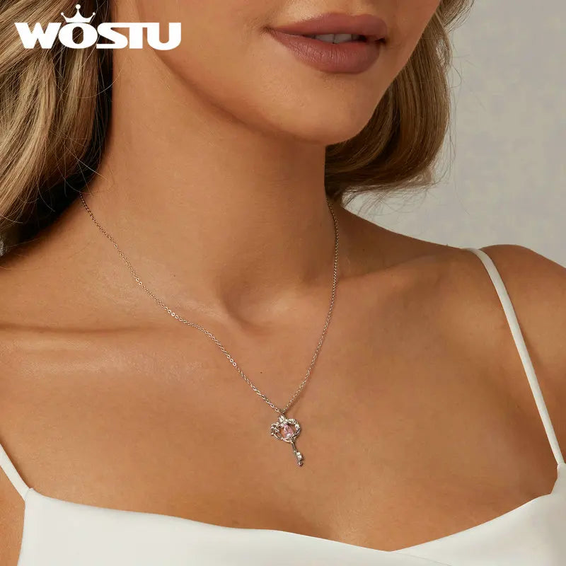 WOSTU Halsband Butterfly Heart Key