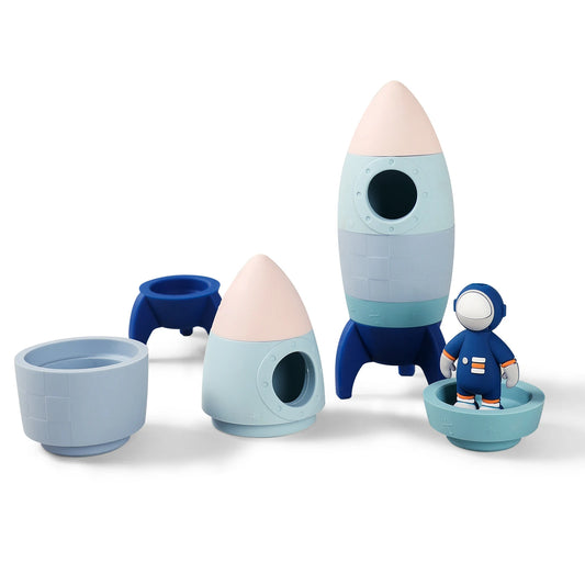 Stacked Silicone Rocket, Soft Building Block/Baby Teething Toy