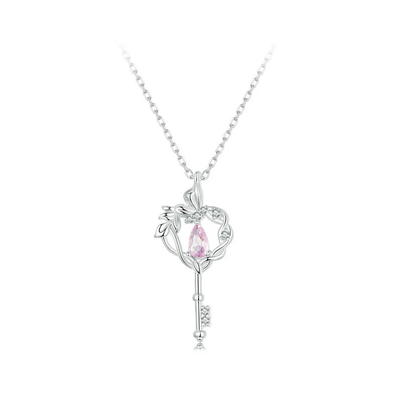 WOSTU Halsband Butterfly Heart Key