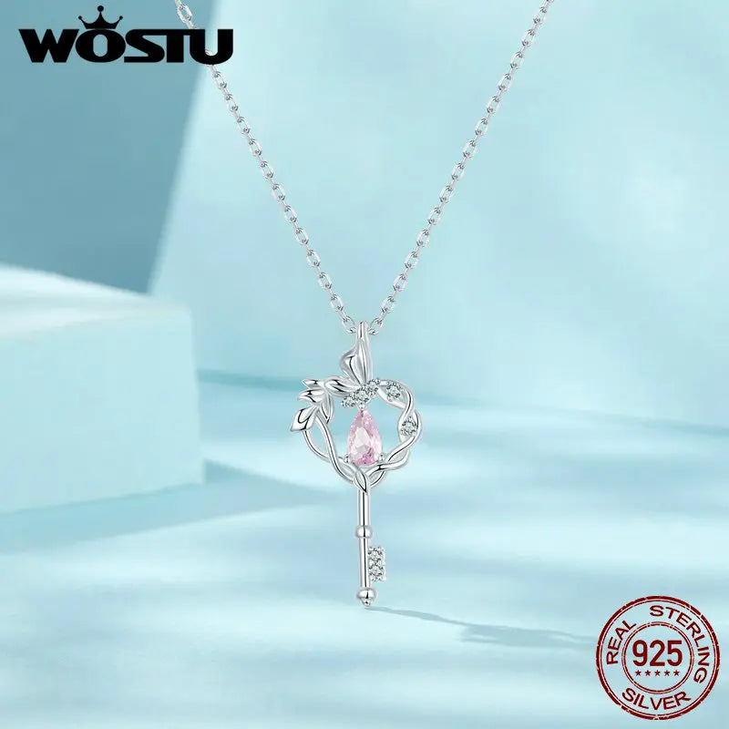 WOSTU Halsband Butterfly Heart Key