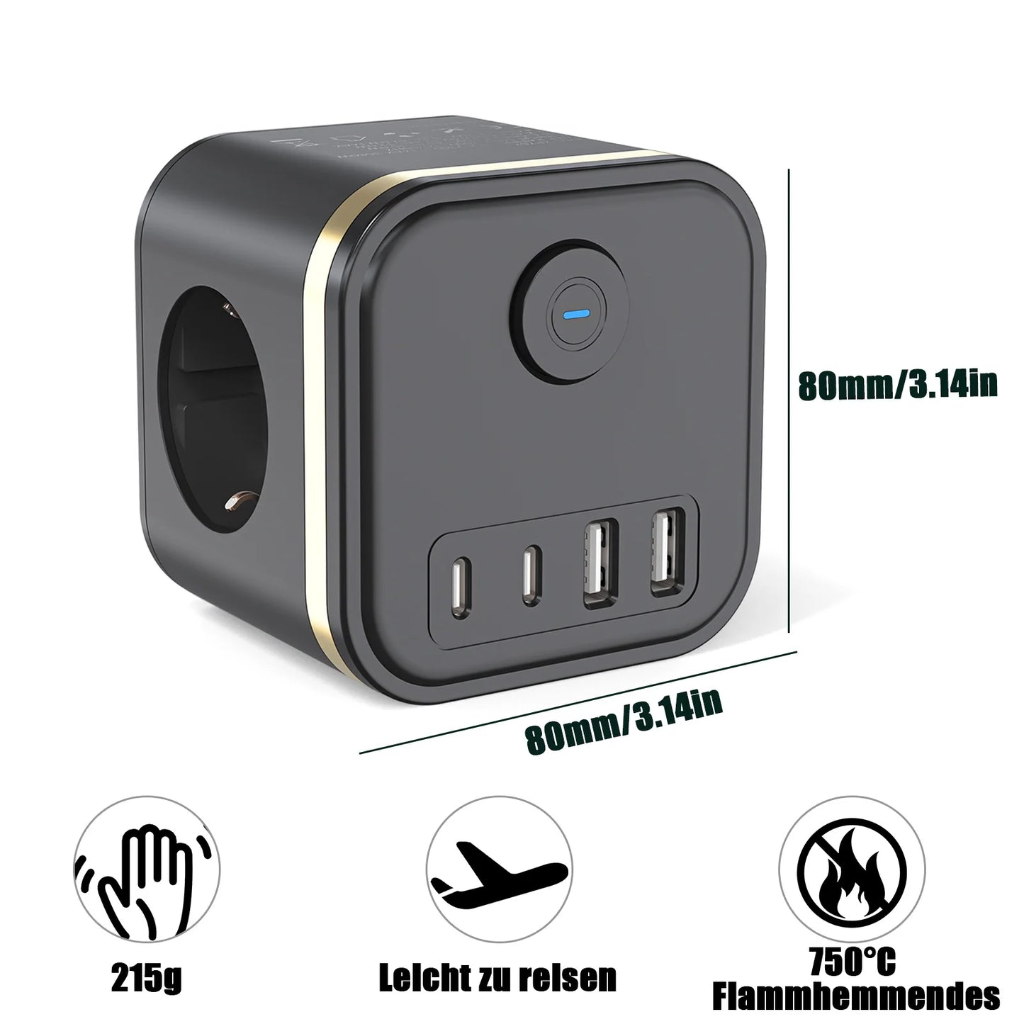 PowerCube 3Ac+2USB+2Type-C