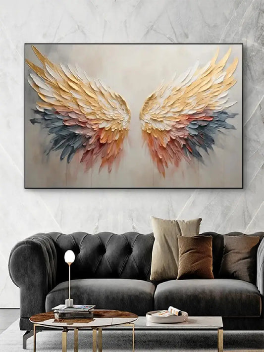 Colorful Abstract Angel Wing Oil Painting Print on Canvas