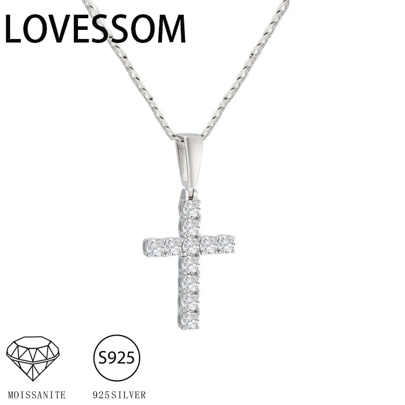 LOVESSOM Halsband Kors, 1,1Ct Moissanite, 925 Sterling Silver