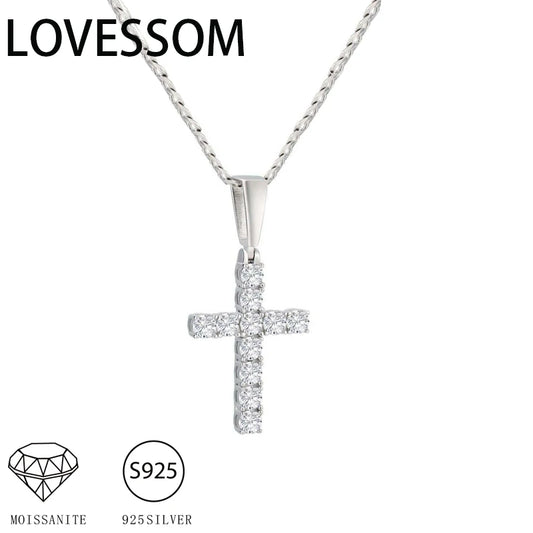 LOVESSOM Halsband Kors, 1,1Ct Moissanite, 925 Sterling Silver